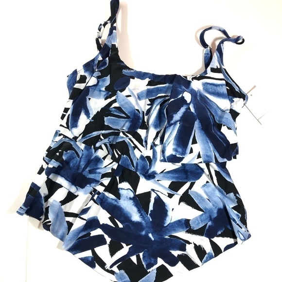 Maxine Blue Print Tankini Swim 6 - Picture 1 of 8